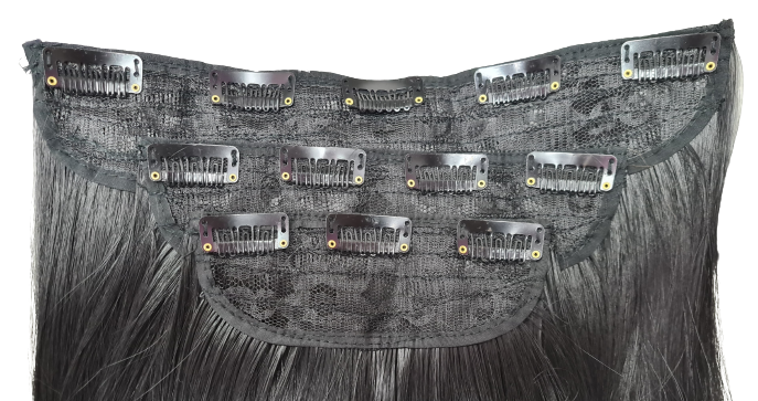 3 pc straight syn clip ins Black