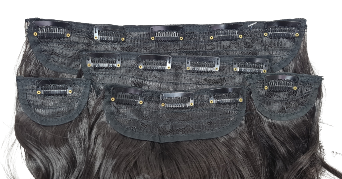 5 pc syn curly clip ins Black