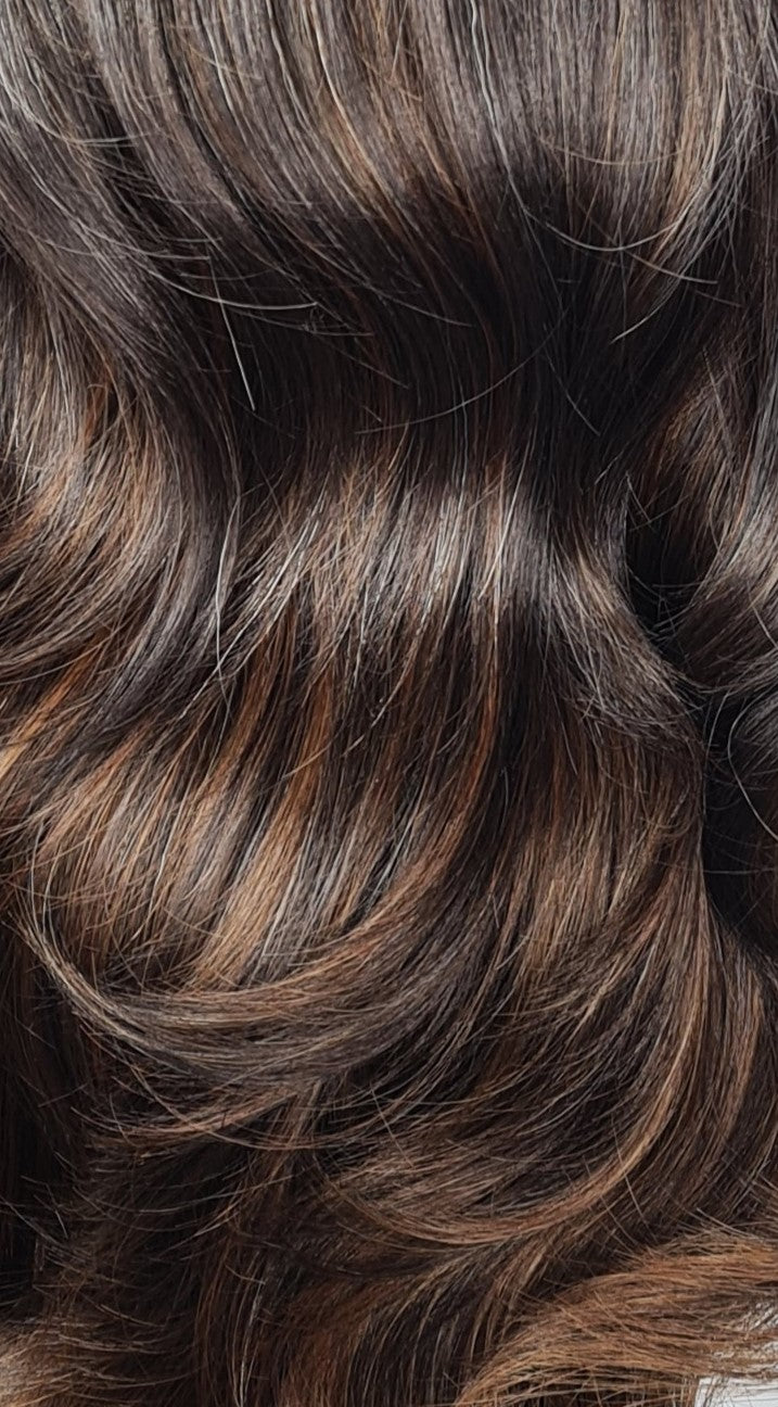 Martine Half Head Wig Colour Brown Auburn Highlight