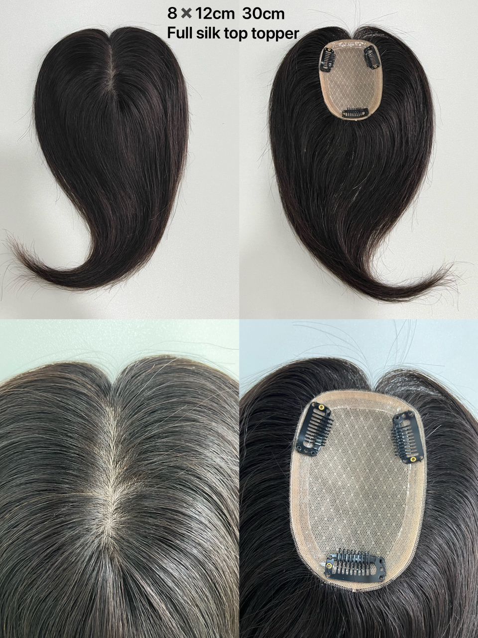 14" Natural Black colour Silk Topper