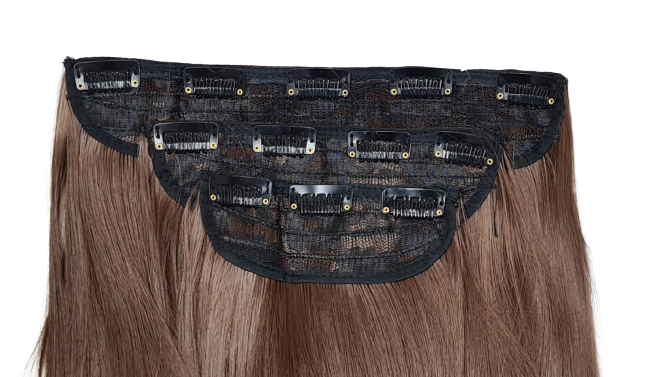 3 pc straight syn clip ins Chestnut Brown