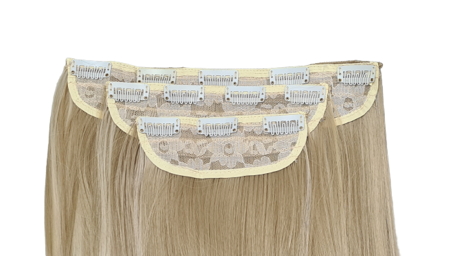 3 pc straight syn clip ins Natural Blonde HL