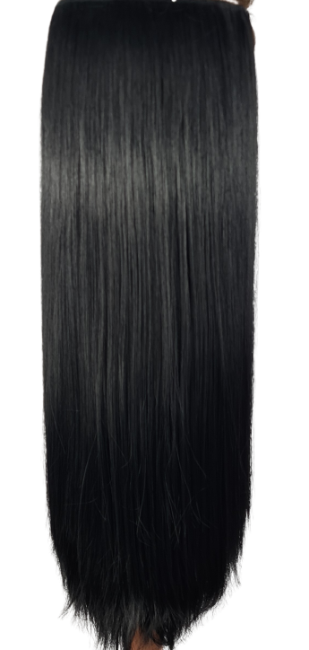 3 pc straight syn clip ins Black